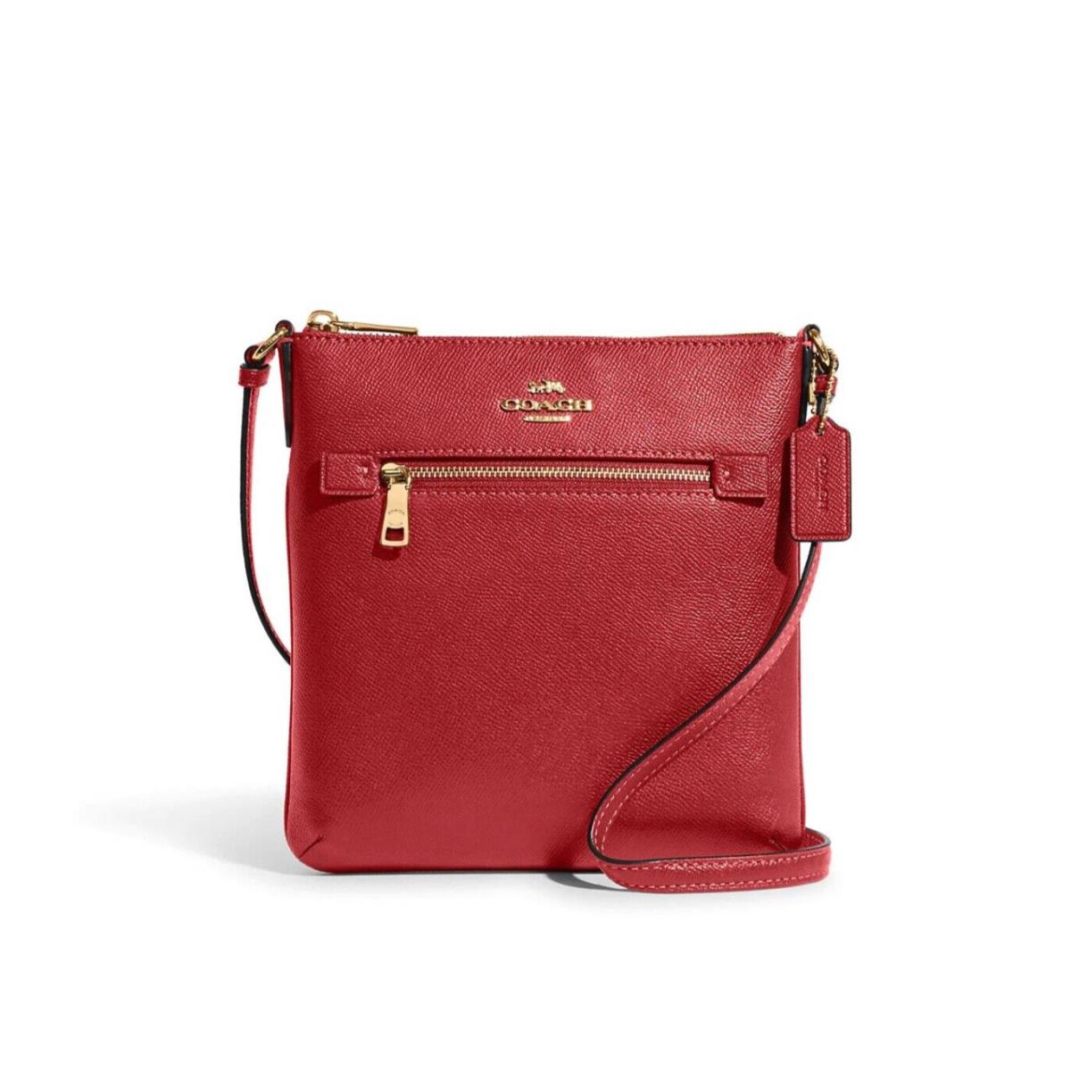 Coach Women`s Crossgrain Leather Mini Rowan File Crossbody Bag Red CE871