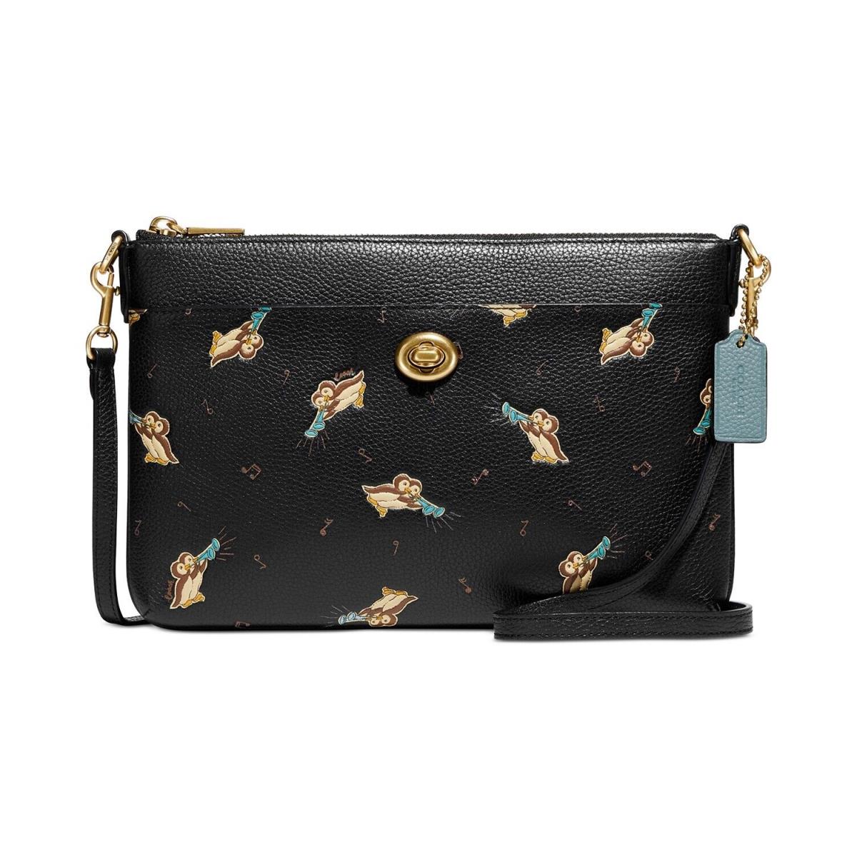 Coach Women`s Polly Penguin Leather Crossbody Black C6587