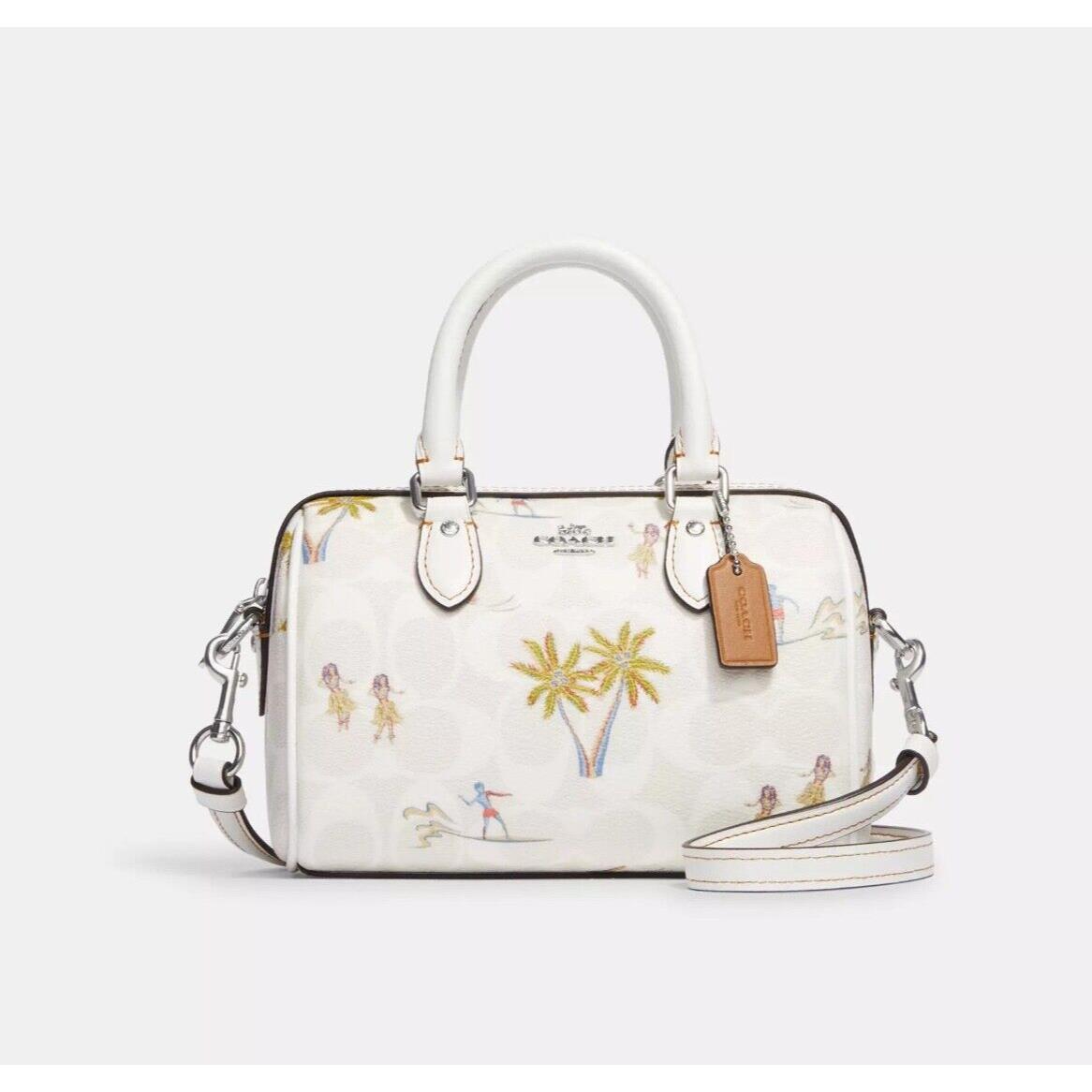 Coach Mini Rowan Crossbody Satchel Bag In Signature Canvas with Hula Print CK164