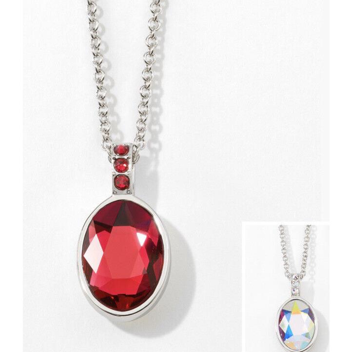 Swarovski Touchstone Crystal Necklace Scarlet 16-18 Rhodium Reversible Condition