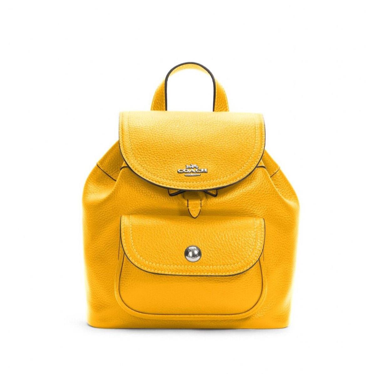 Coach Women`s Pennie Pebble Leather Backpack 22 Ochre Yellow C4121