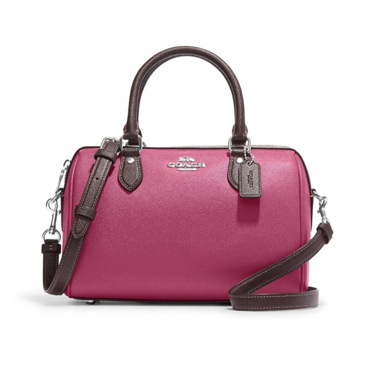 Coach Women`s Leather Rowan Satchel Bag Light Raspberry Multi Pink CH317