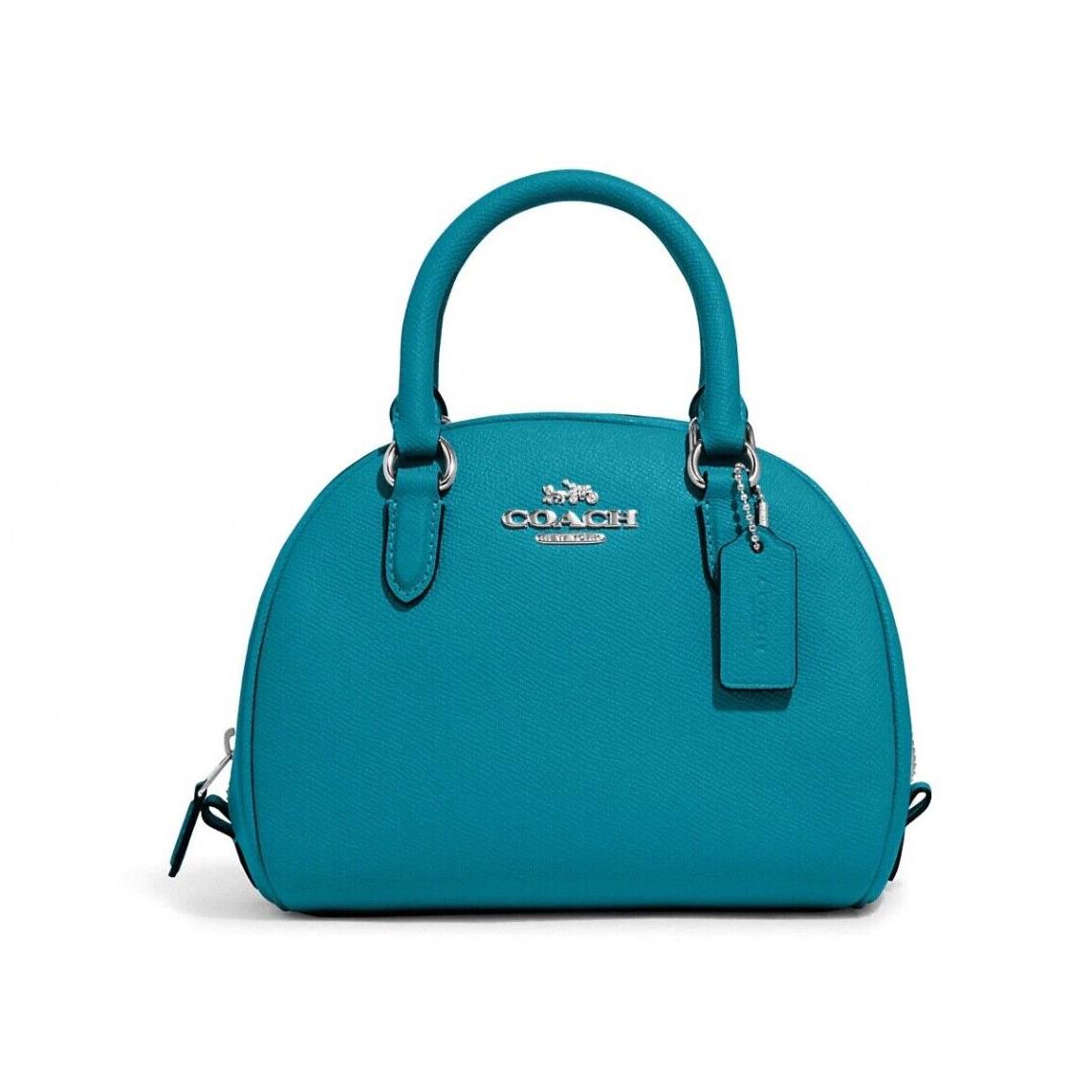 Coach Crossgrain Leather Sydney Satchel Crossbody Bag Teal CA202