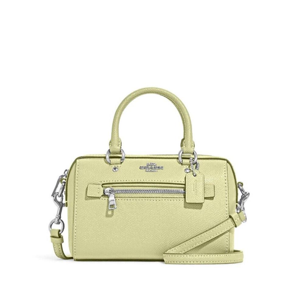 Coach Women`s Leather Mini Rowan Crossbody Satchel Pale Lime Green C9950