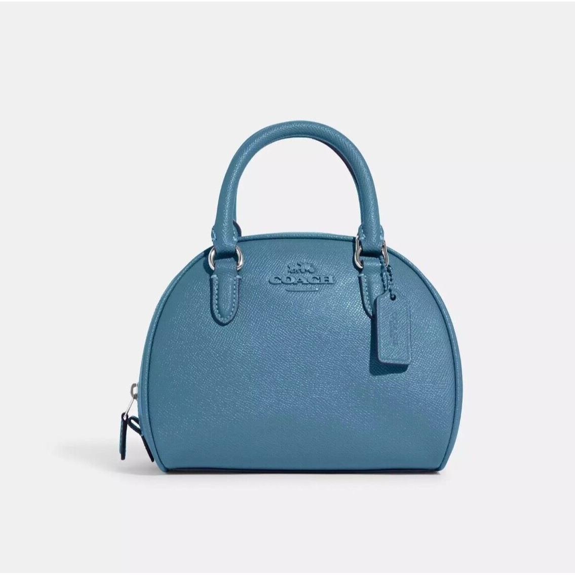 Coach Crossgrain Leather Sydney Satchel Crossbody Bag Pacific Blue CC783