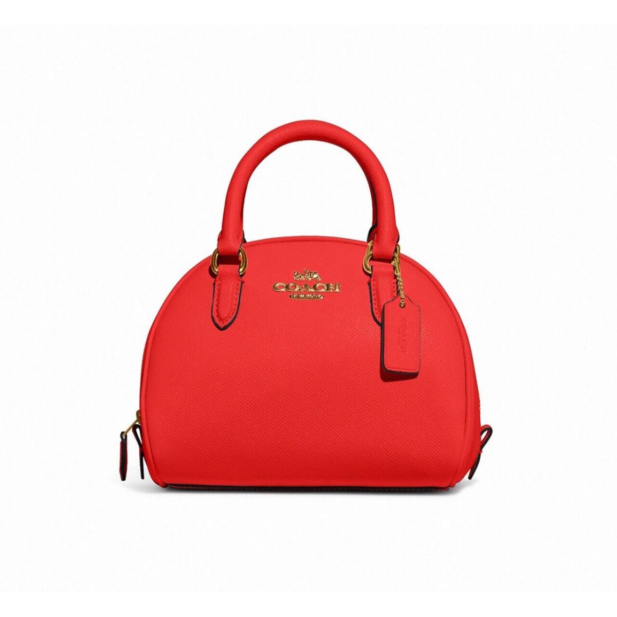 Coach Crossgrain Leather Sydney Satchel Crossbody Bag Miami Red CA202