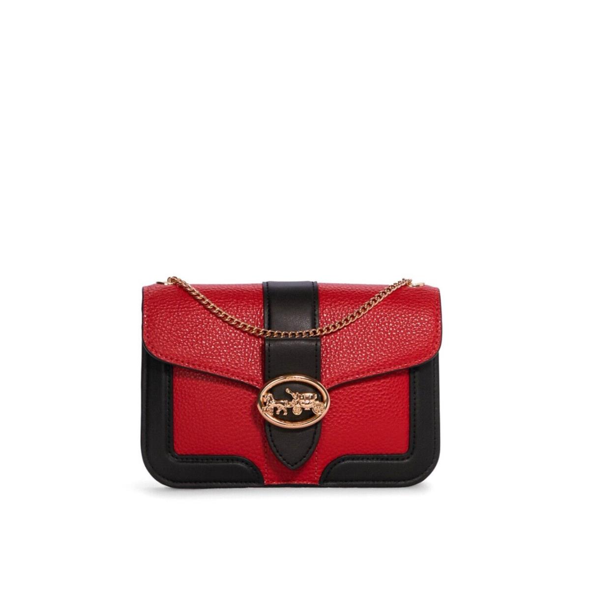 Coach Georgie Leather Crossbody In Colorblock Bright Poppy Multi C6440