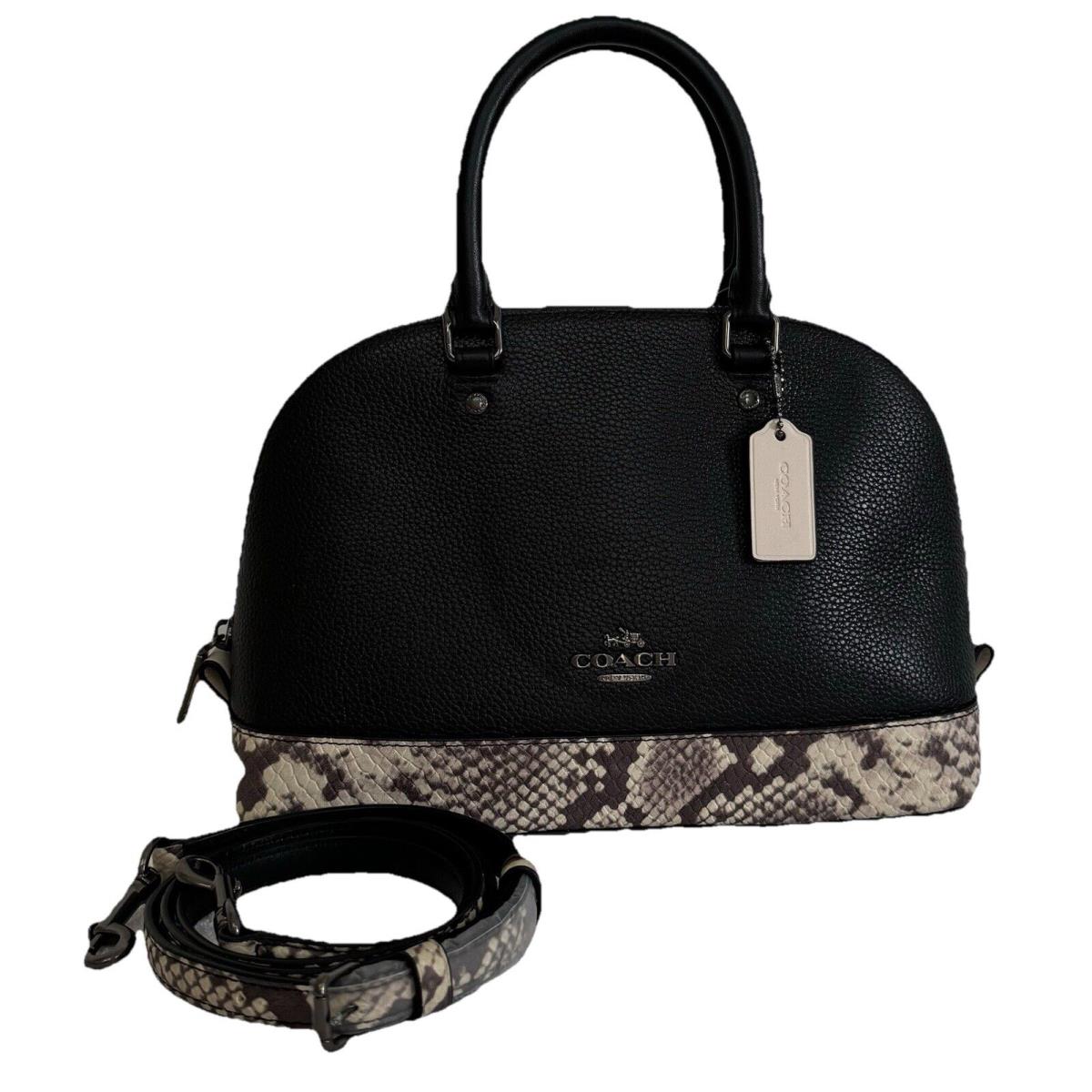 Coach Mini Sierra Satchel Black / Snake Pebble Leather Bag