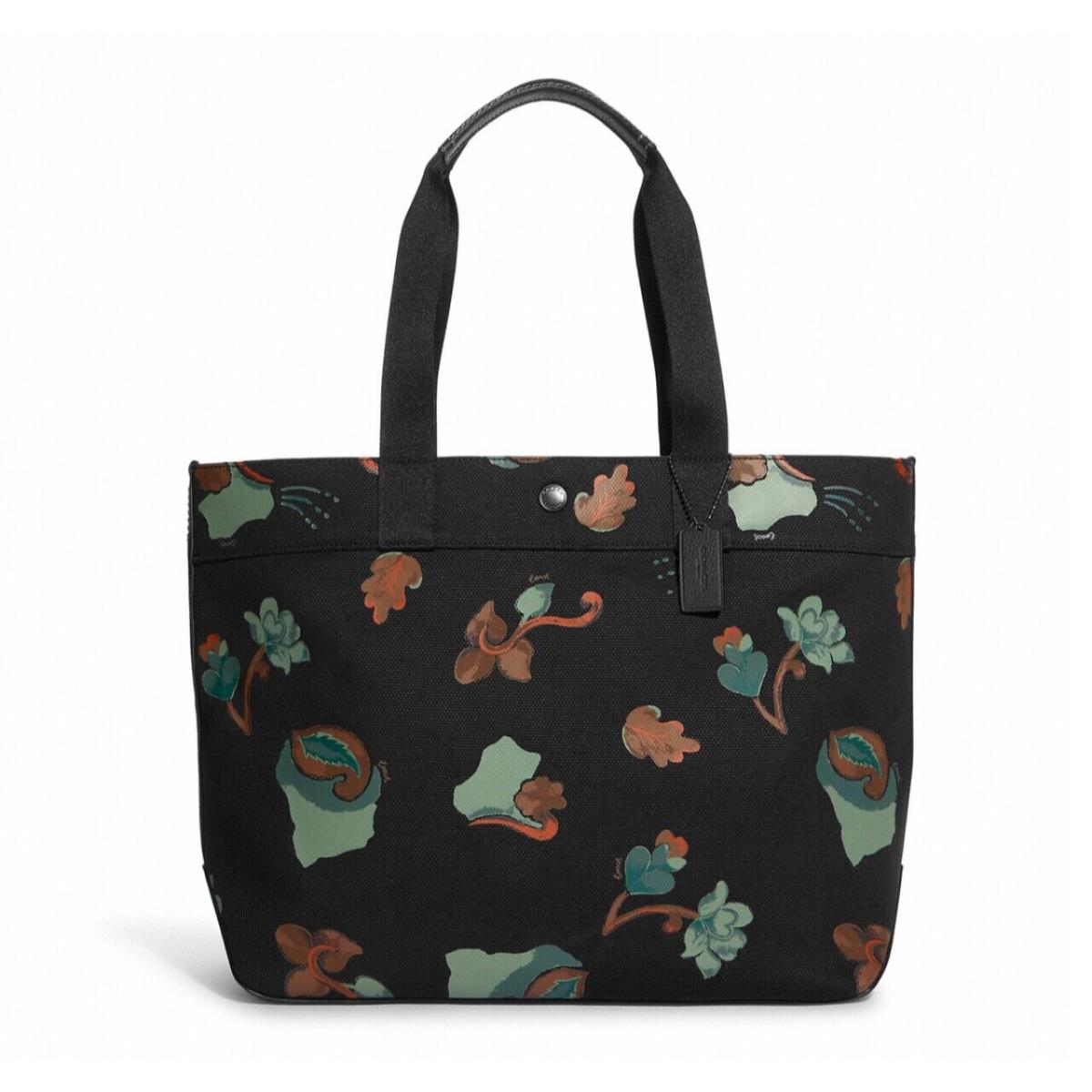 Coach Large Canvas Tote 38 with Dreamy Leaves Print Black Multi C8213