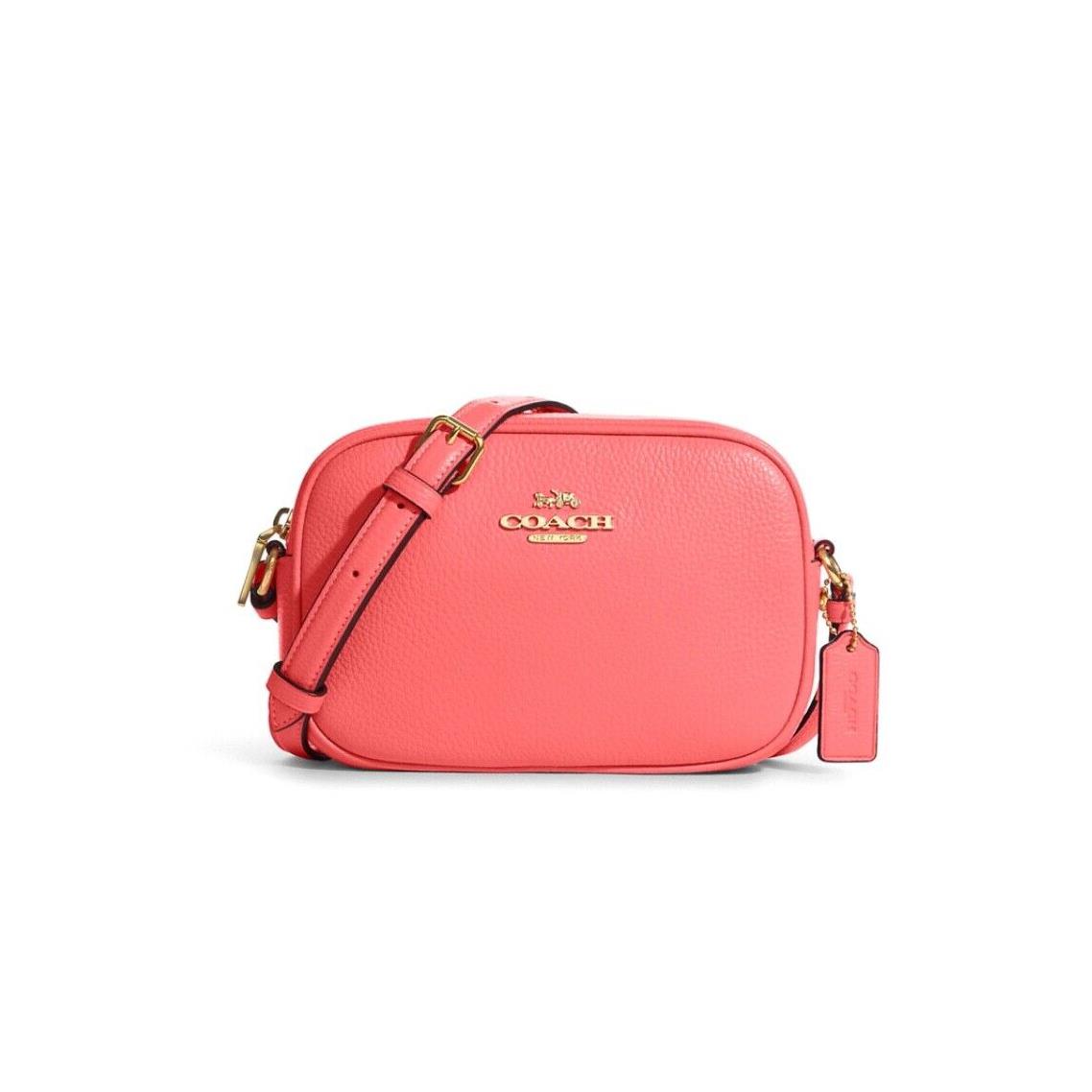 Coach Pebble Leather Mini Jamie Camera Crossbody Bag Pink Lemonade CA069