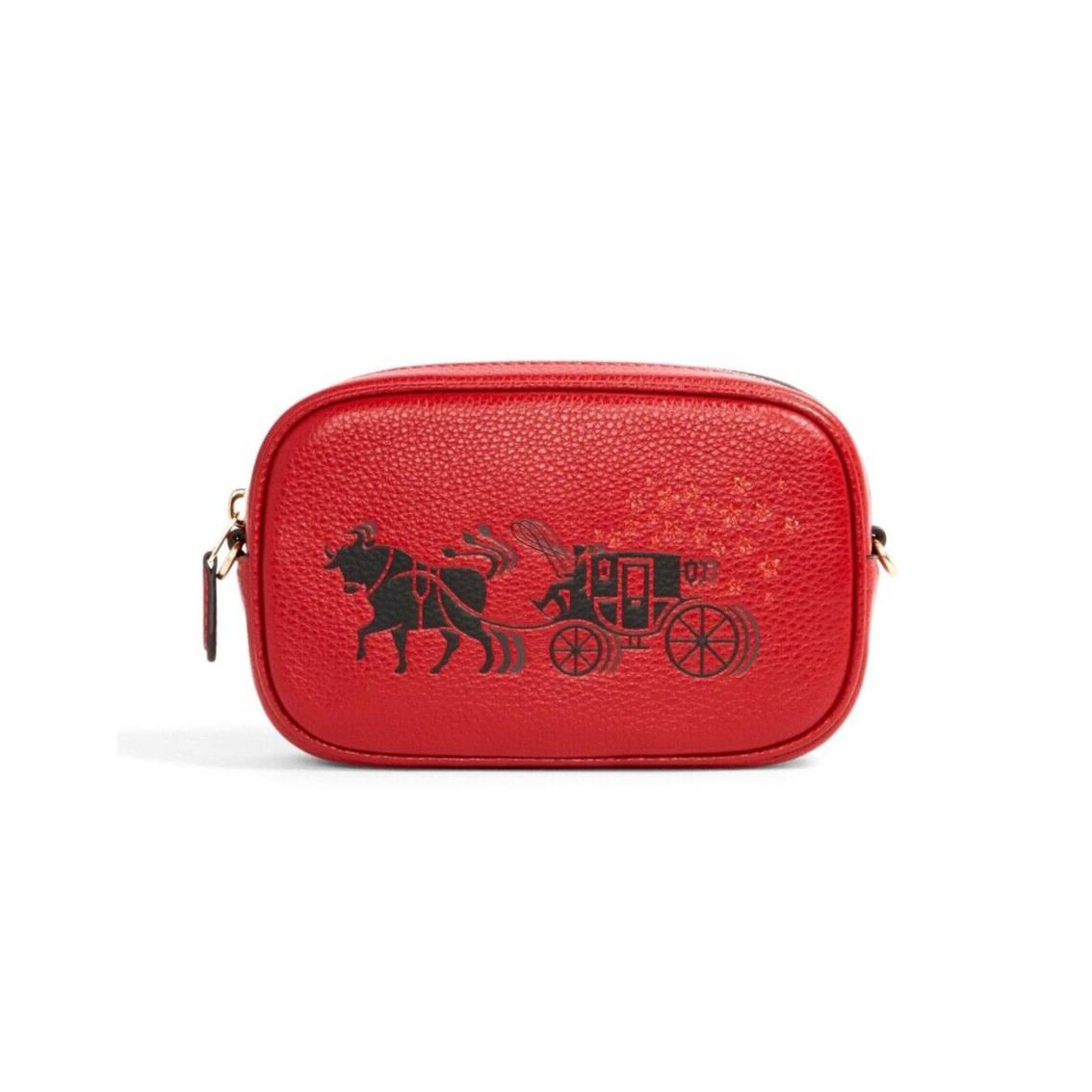 Coach Leather Convertible Crossbody Belt Bag with Ox and Carriage Red C2256