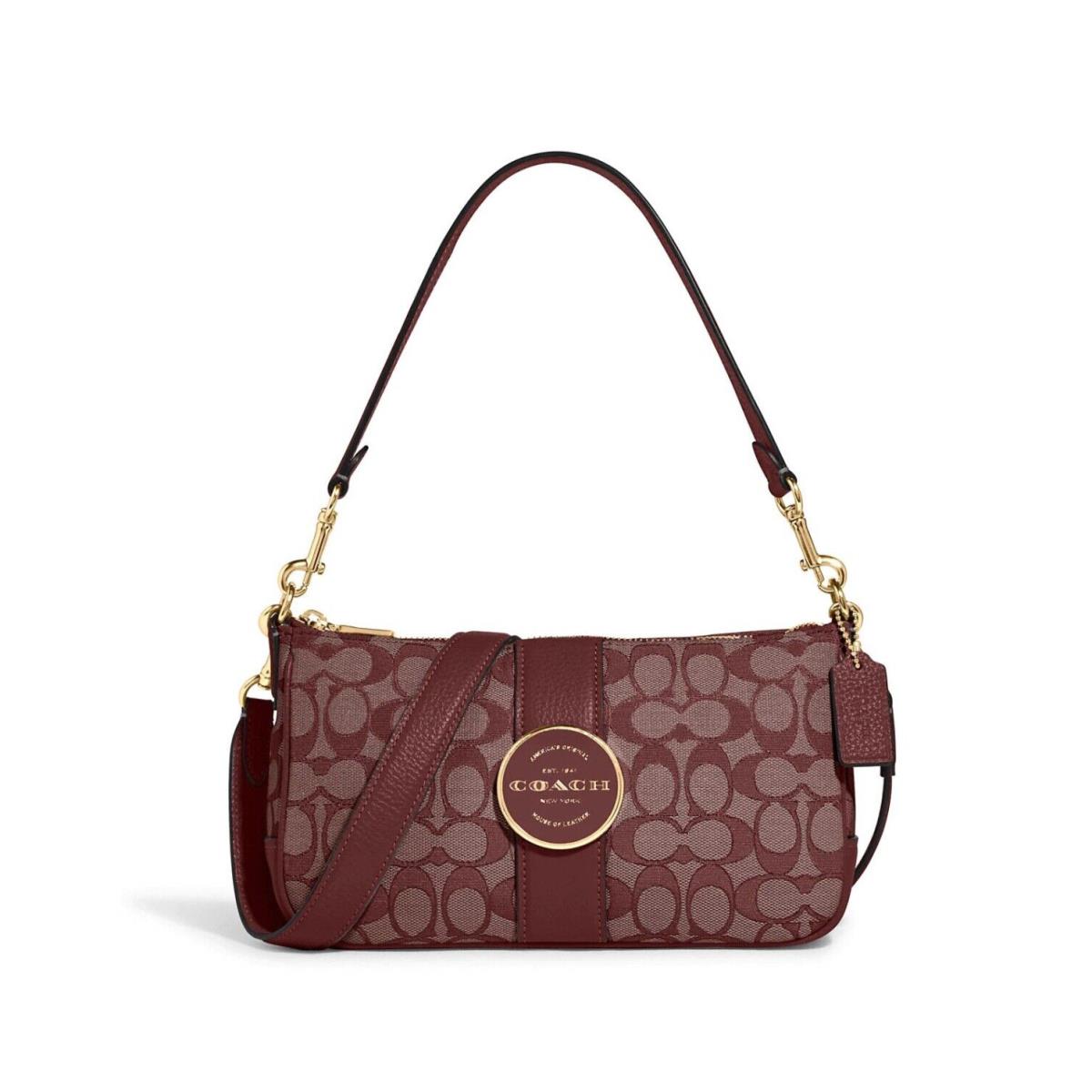 Coach Lonnie Baguette Crossbody Bag In Signature Jacquard Wine C8306