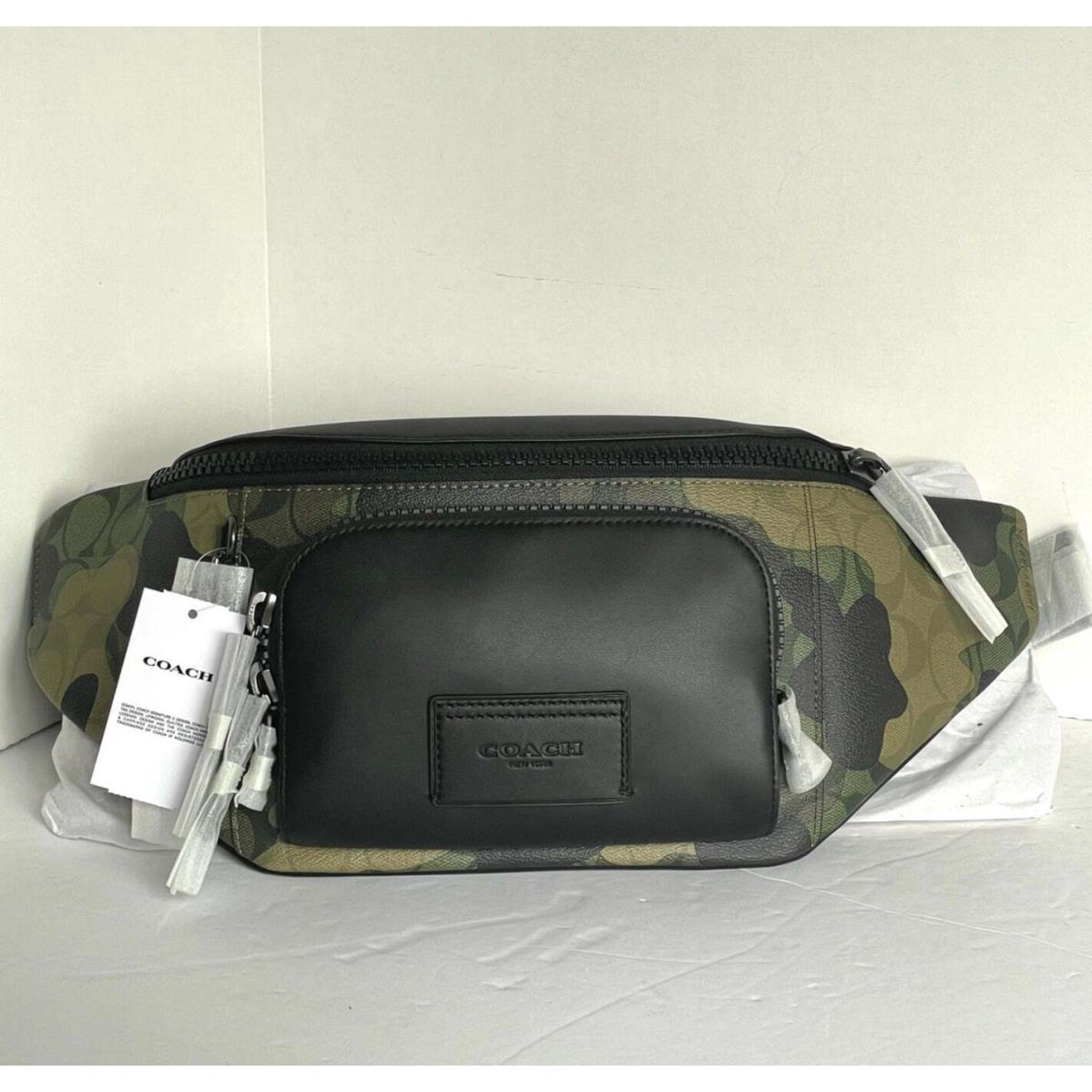 Coach Track Belt Bag Camo Fanny Pack Signature Canvas Leather Sling CM184 Orig