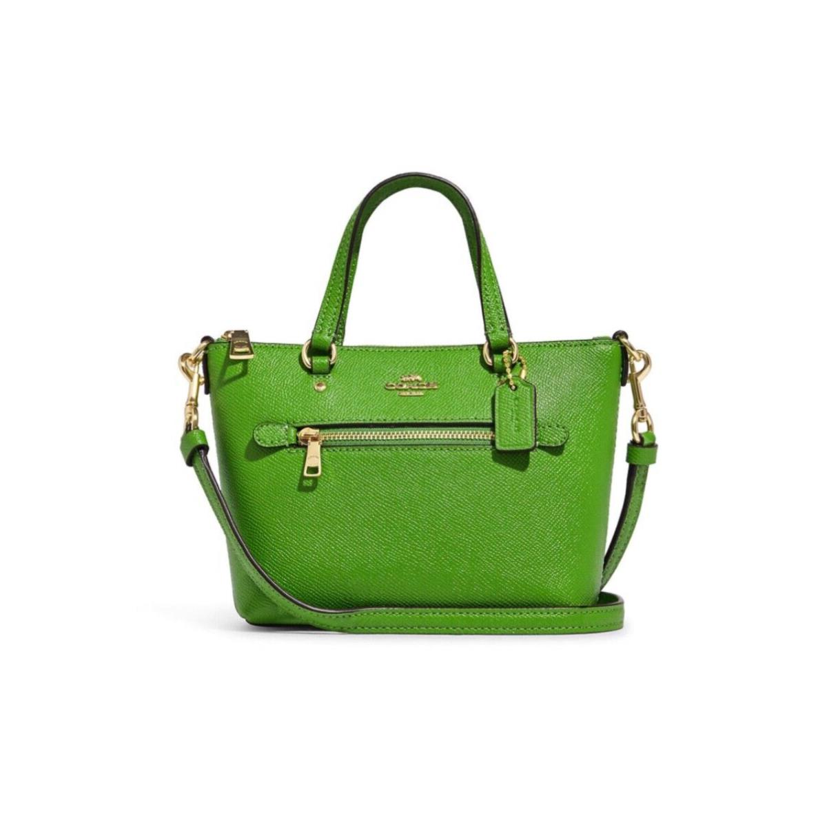 Coach Women`s Crossgrain Leather Mini Gallery Crossbody Bag Neon Green CA844