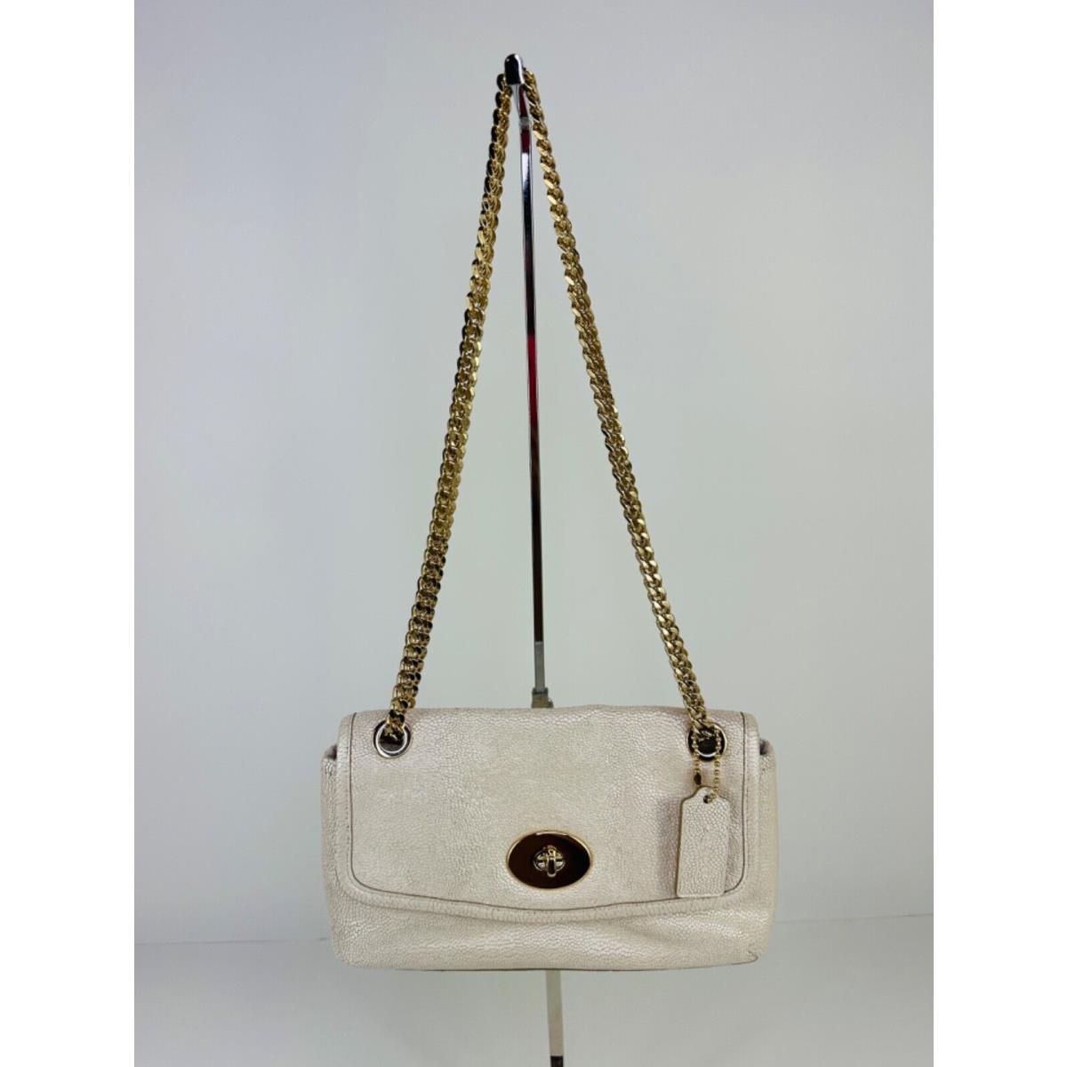 Coach Pebbled Shoulder Bag Soft Leather Chalk White