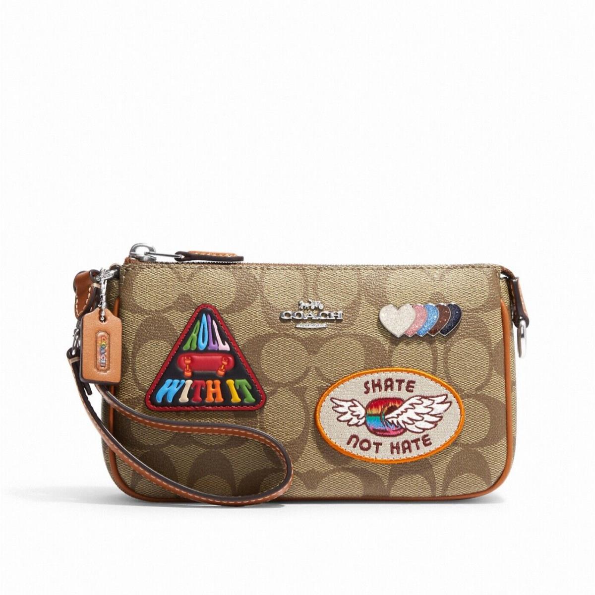 Coach Nolita 19 Wristlet In Signature Canvas with Pride Patches CK383