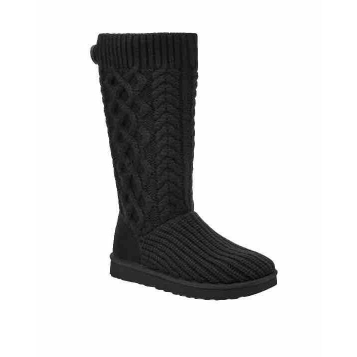 Ugg Classic Cardi Cabled Knit Boots Women s Size 7 M Black 1046010