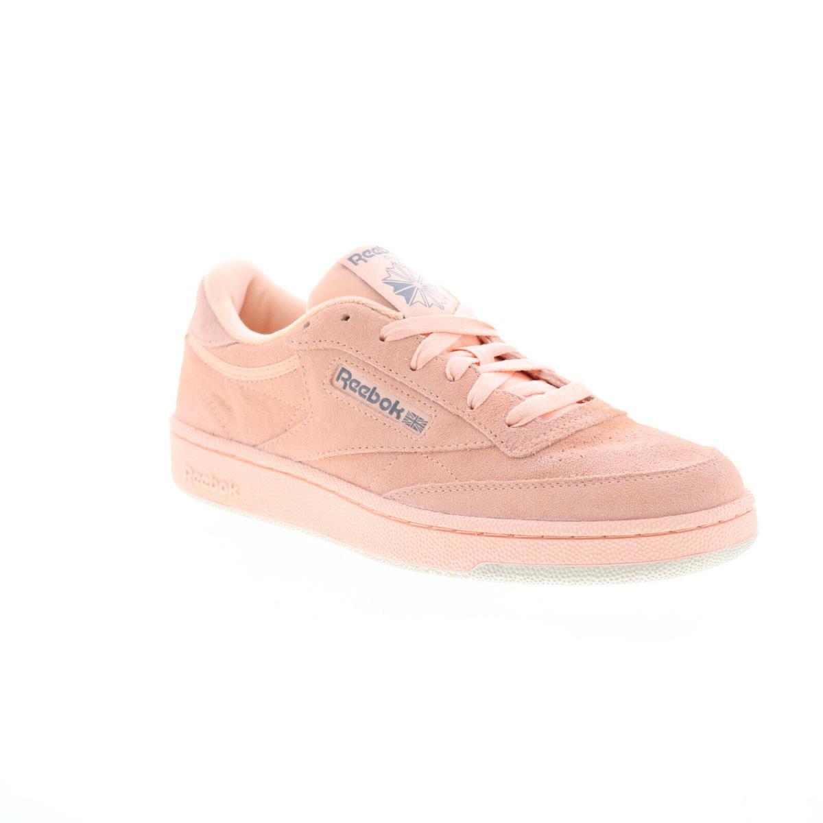 Reebok Club C 85 Mens Pink Suede Lace Up Lifestyle Sneakers Shoes