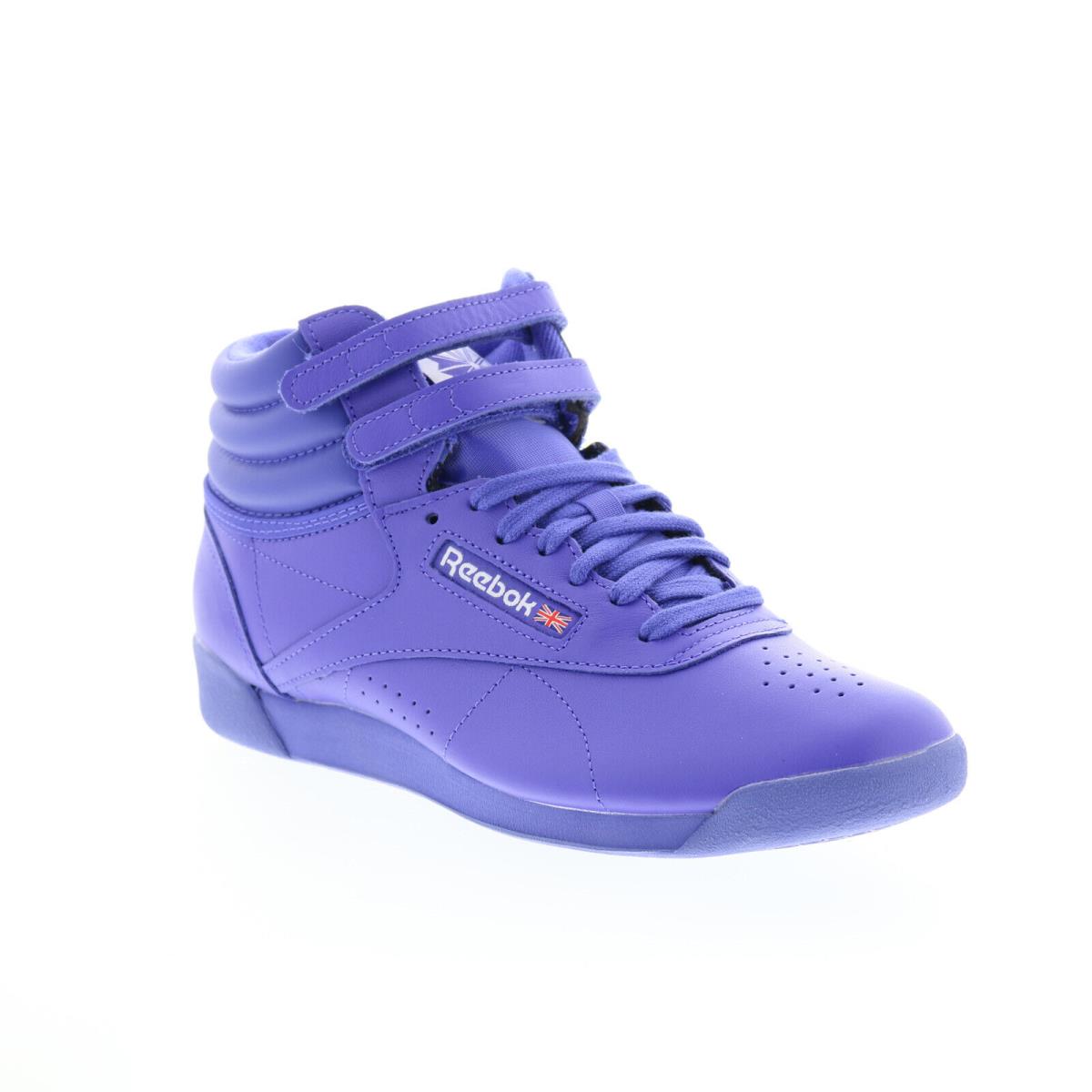 Reebok Freestyle Hi Womens Purple Leather Lace Up Lifestyle Sneakers Shoes - Purple