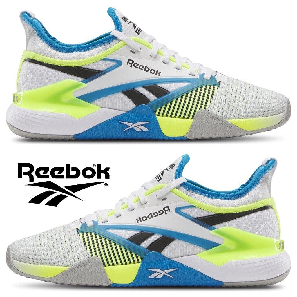 Reebok Nano Court Men`s Sneakers Running Training Shoes Casual Sport Blue Yellow - White, Manufacturer: White/Digital Lime/Aqua