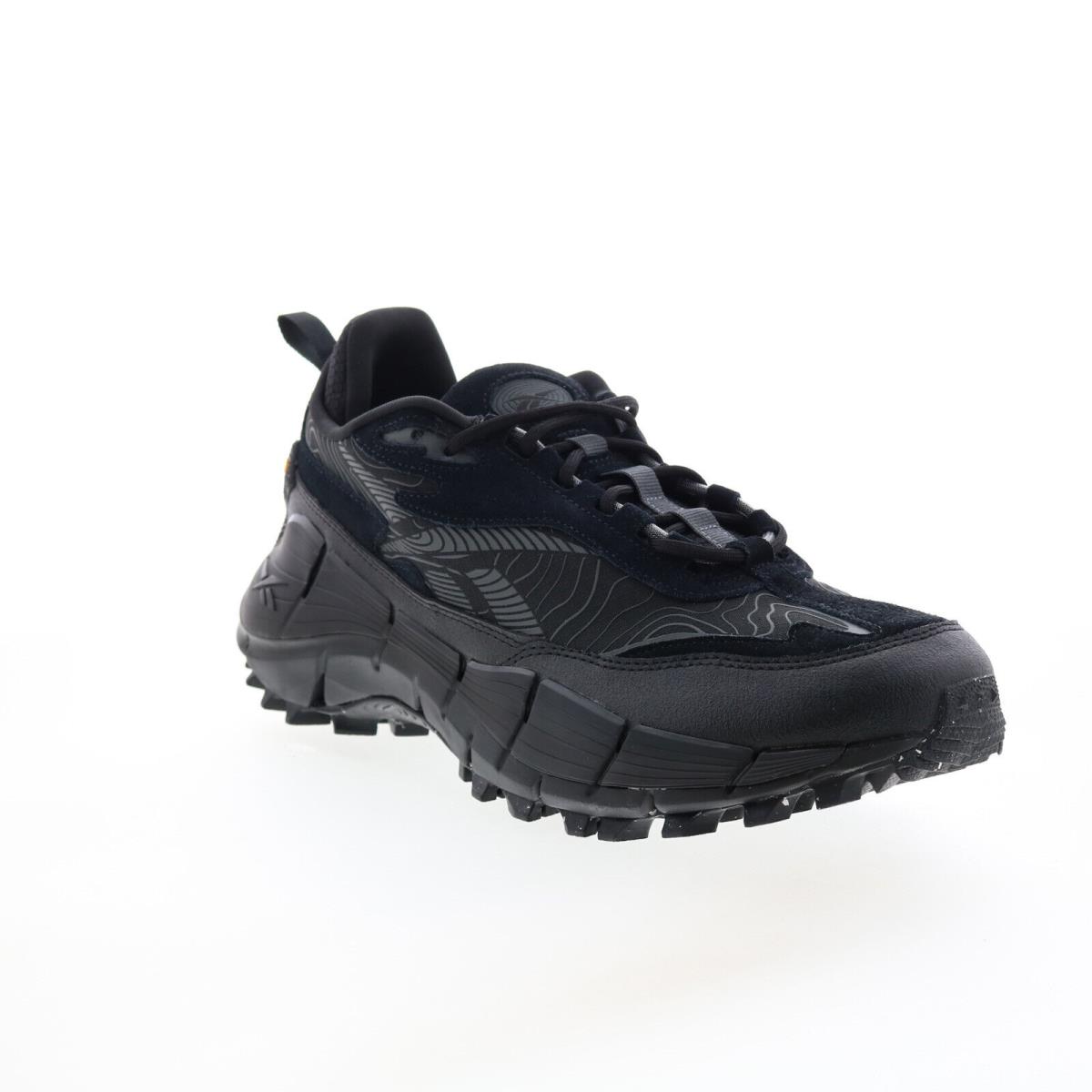 Reebok Zig Kinetica 2.5 Edge Mens Black Leather Athletic Running Shoes - Black