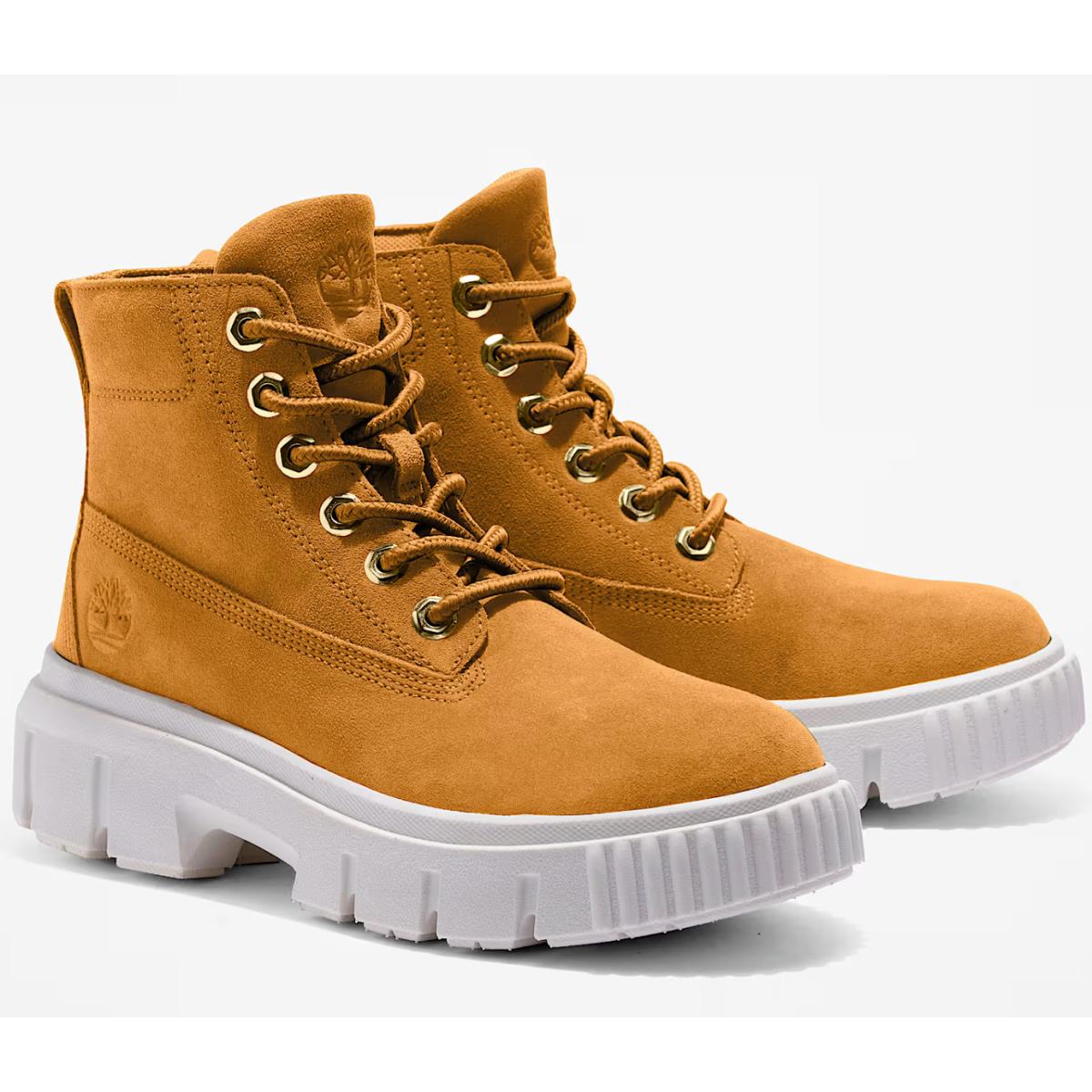 Timberland Greyfield Mid Boots Women`s Wheat Brown Nubuck Leather Casual Shoes