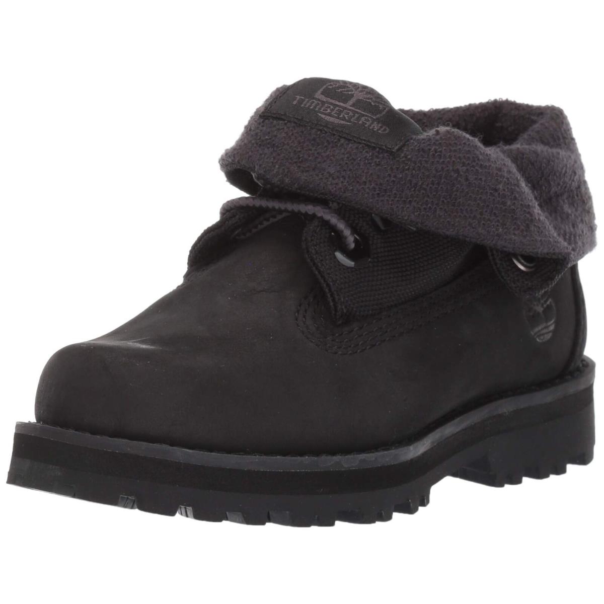 Timberland Boy`s Courma Roll Top Boot Ankle Black Nubuck Pre School