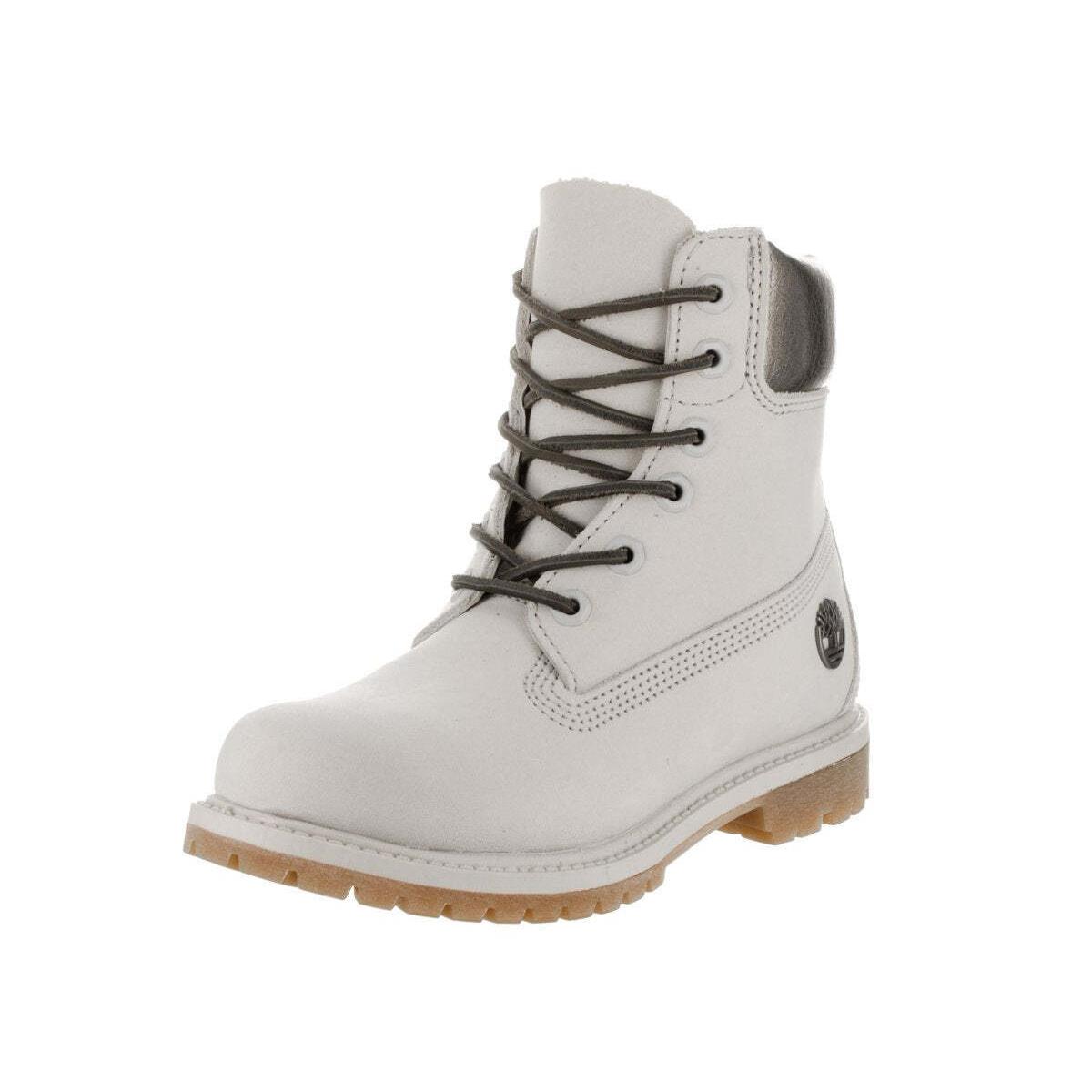 Timberland Women`s 6 Premium Fabric Boot Off White W/metallic TB0A1JFW