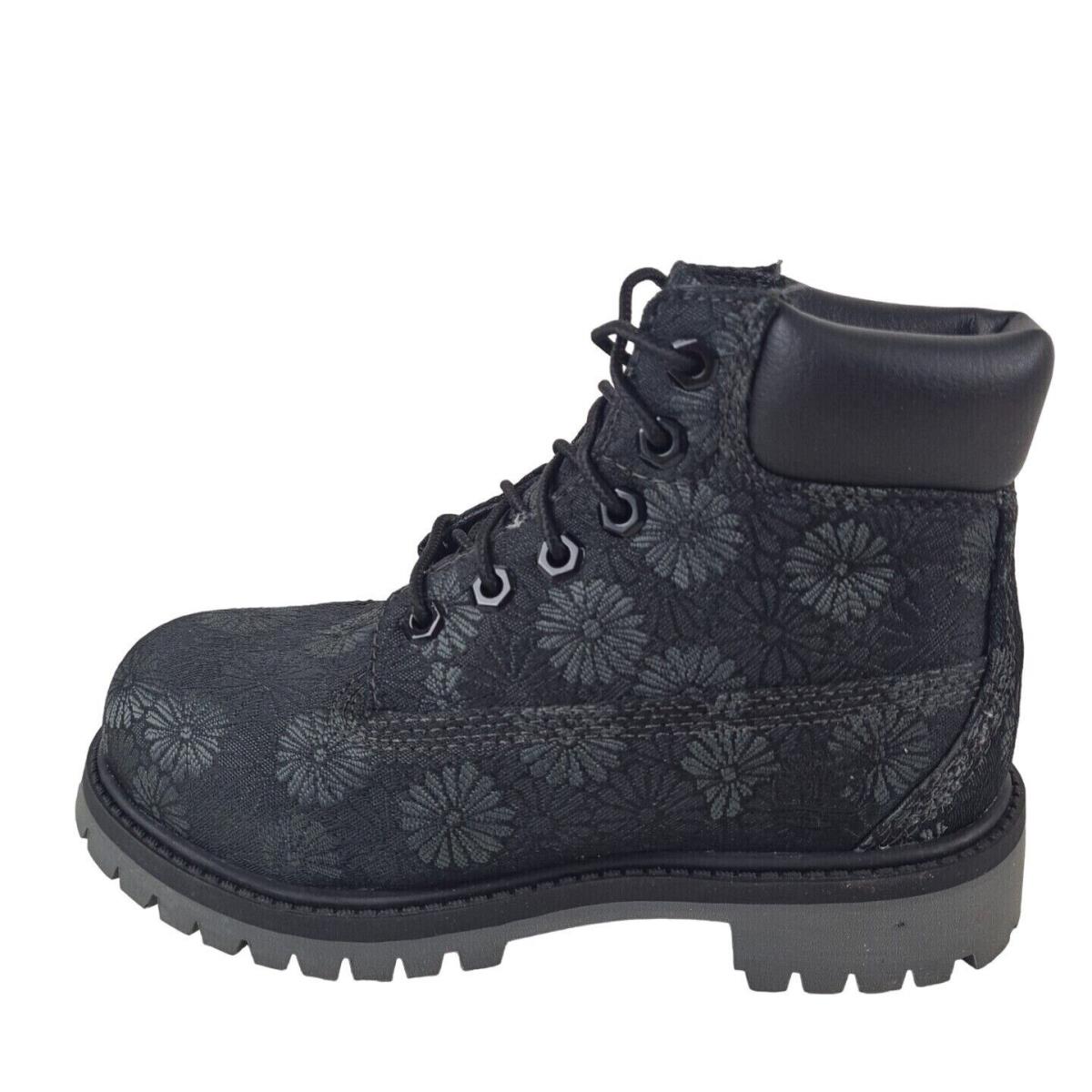 Timberland Girls 6 IN Classic TB0A177P Boots Floral Outdoors Black Sz 1 Y