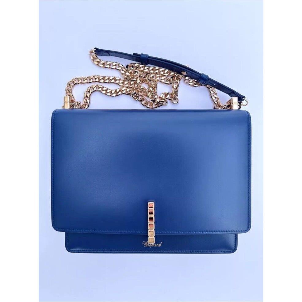 Chopard Ice Cube Ladies Luxury Hand Bag Navy Blue with Gold Studs - 95000-0827