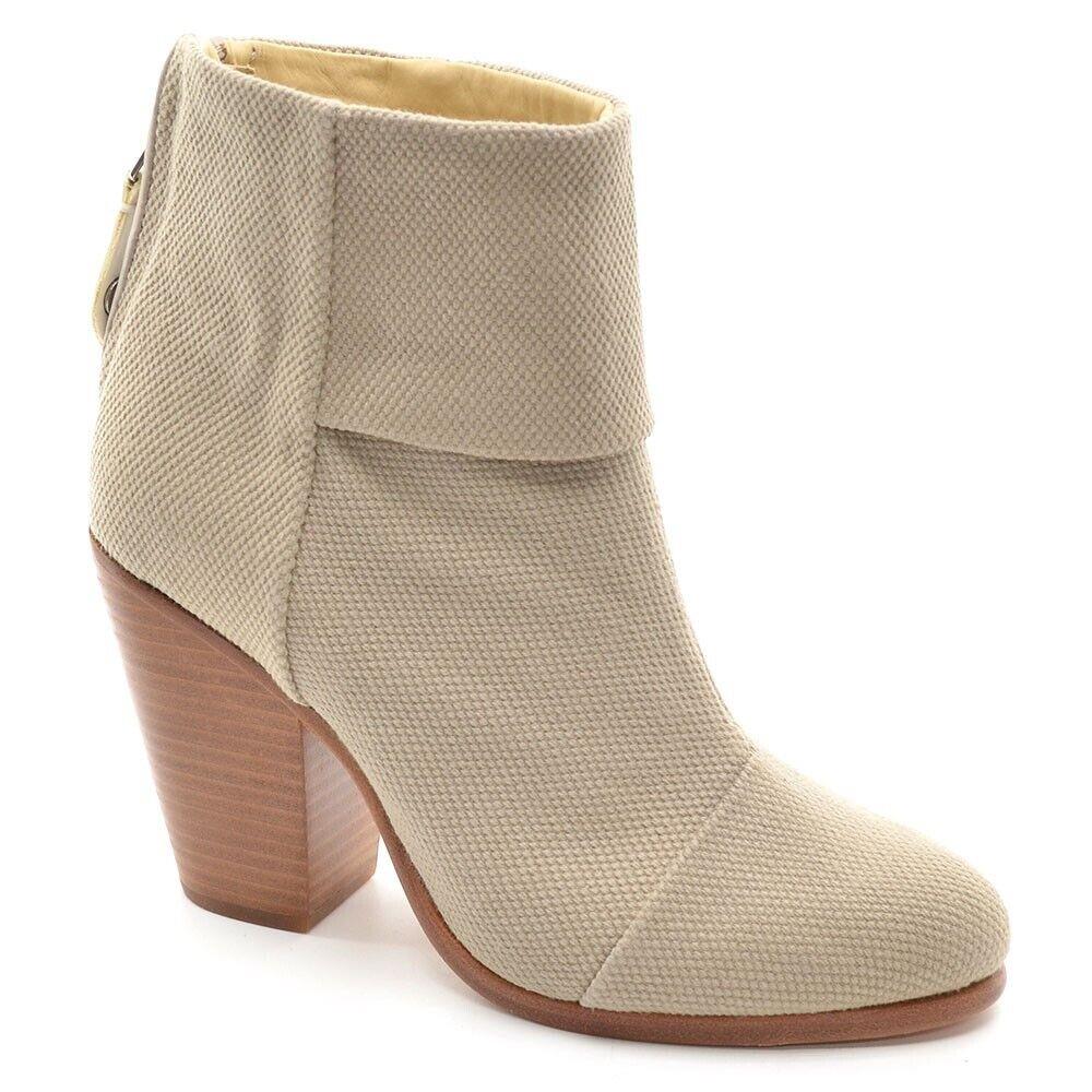 Womens Rag Bone Newbury Canvas Boots 37.5 / 7.5 Taupe Heels Shoes