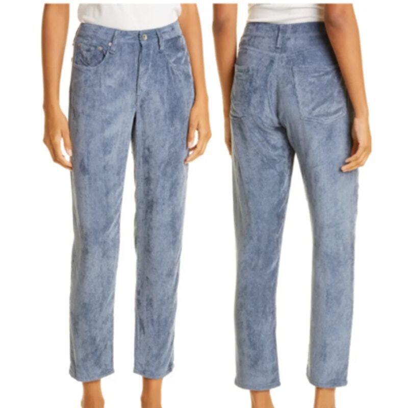 Rag Bone Rosa Corduroy Pants Classic Fit Blue Size 31 Button Fly Mid Rise