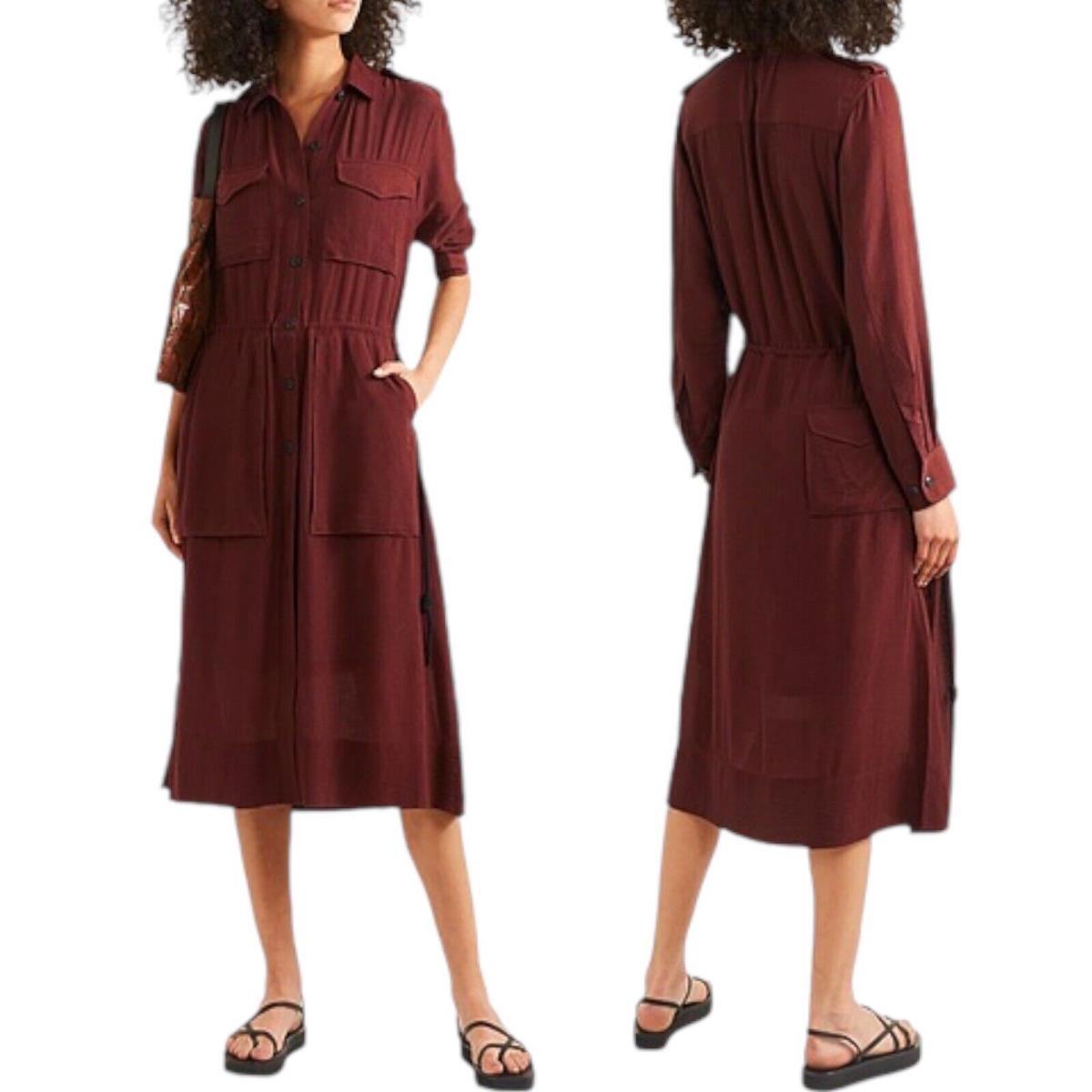 Rag Bone Oasis Button Down Shirt Dress Waist Tie Deep Red Women Size Xxs