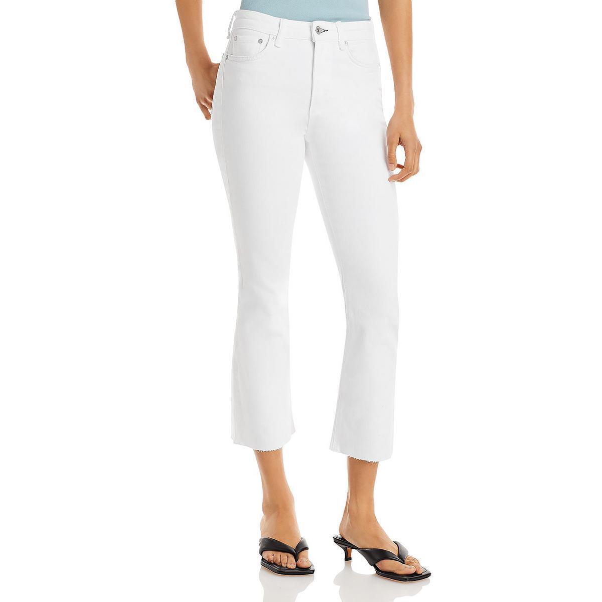 Rag Bone Womens White Denim Raw Hem High Rise Flare Jeans 29 Bhfo 1714