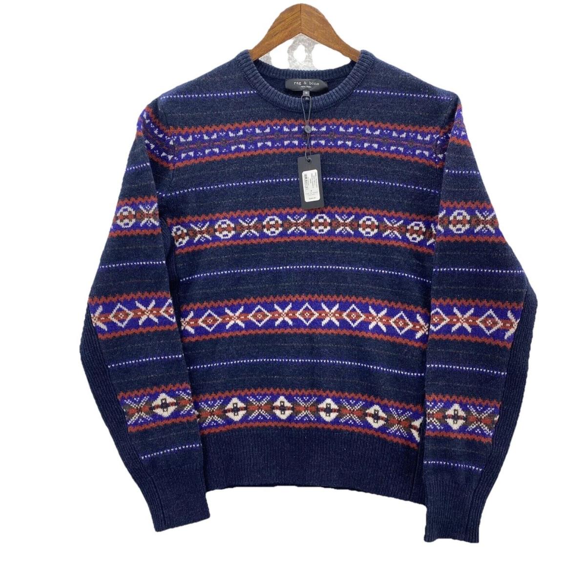 Rag Bone Wesley Fair Isle Sweater Men Medium Multicolor Wool Crewneck Pullover