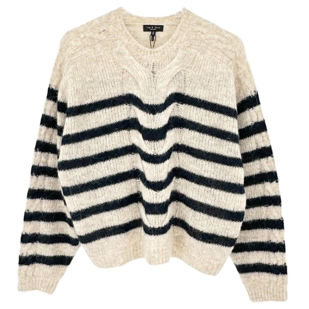 Rag Bone Mia Striped Wool Alpaca Cable Sweater M