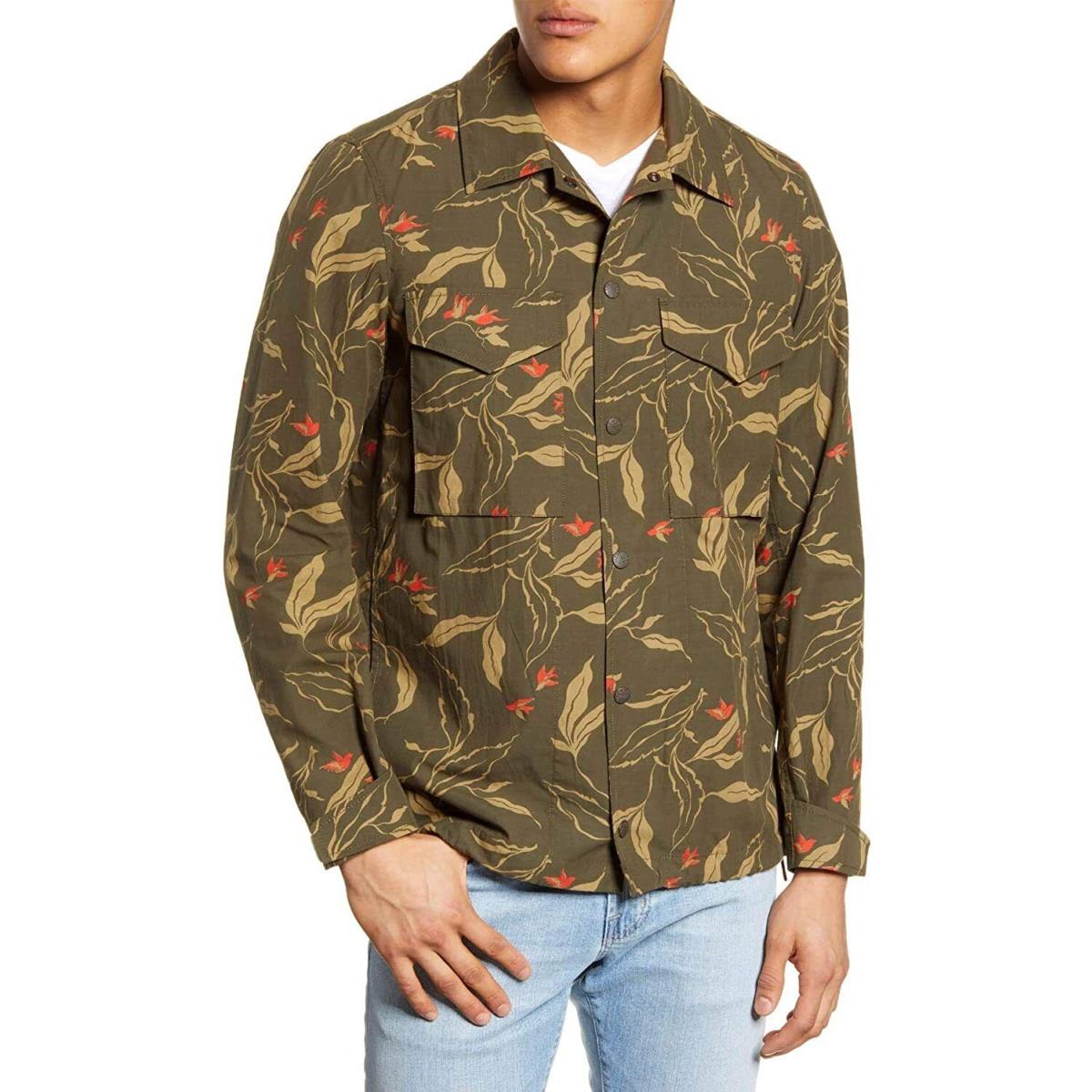 Rag Bone 289460 Mens Army Floral Flight Shirt Jacket Green Size Medium