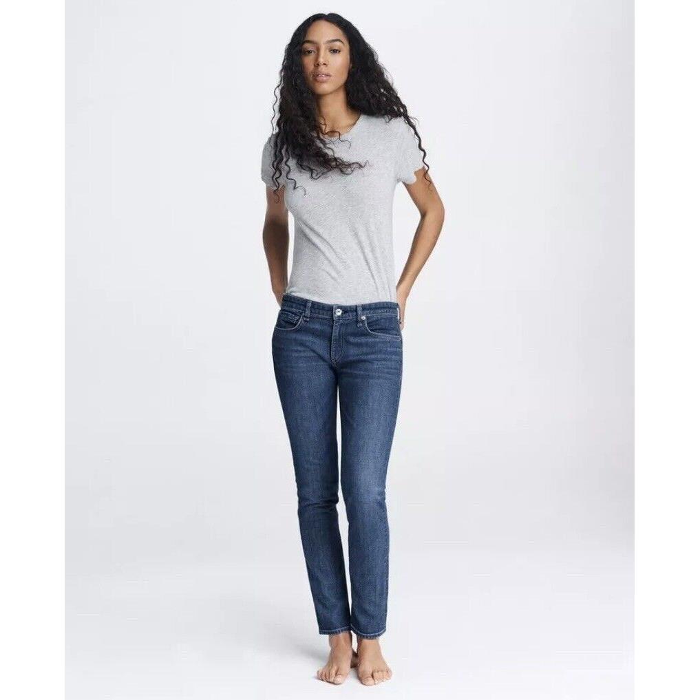 Rag Bone Dre Low Rise Slim Boyfriend Jeans Blue Denim Stretch 32