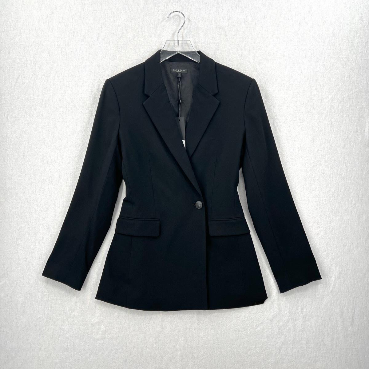 Rag and Bone Tessa Japanese Crepe Blazer Womens 0 Black Long Sleeve Jacket