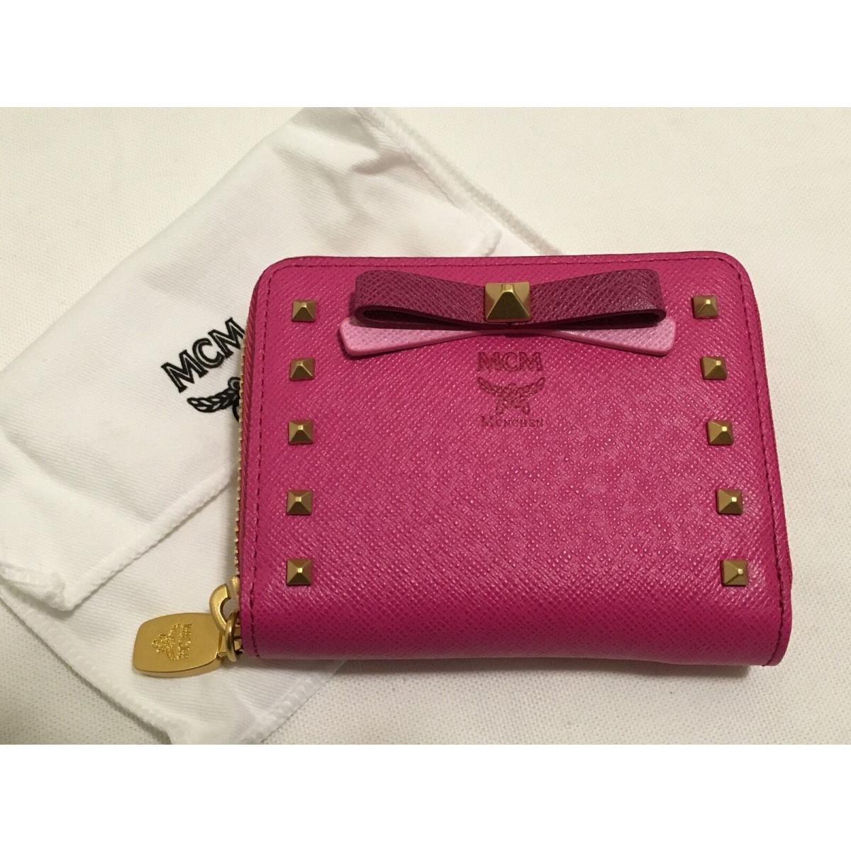 Mcm Pink Small Mina Zipped Leather Wallet Rare