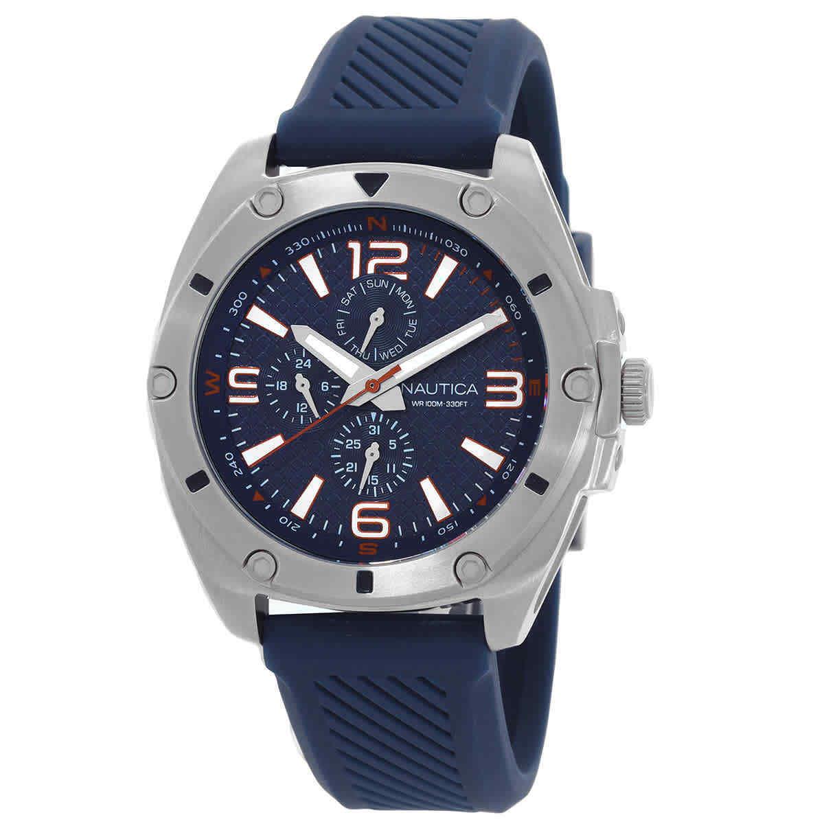 Nautica Tin Can Bay Multifunction Quartz Blue Dial Men`s Watch NAPTCS224