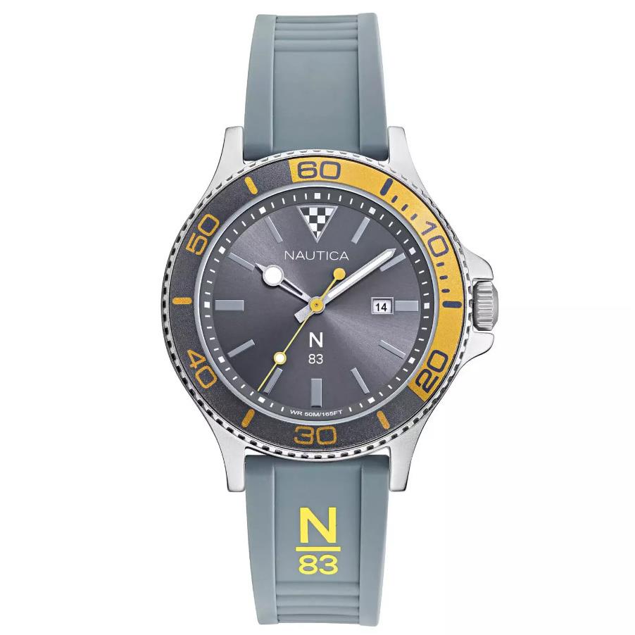 Nautica Men`s Watch N-83 Accra Beach Grey Yellow NAPABS021