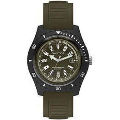 Men`s Nautica Ibiza Green Silicone Strap 44mm Watch NAPIBZ009