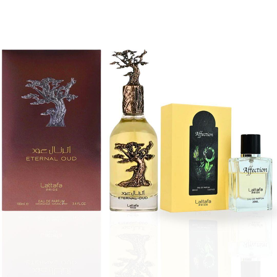 Eternal Oud Edp Spray 100ML Affection Edp 20ML By Lattafa Pride. Bundle