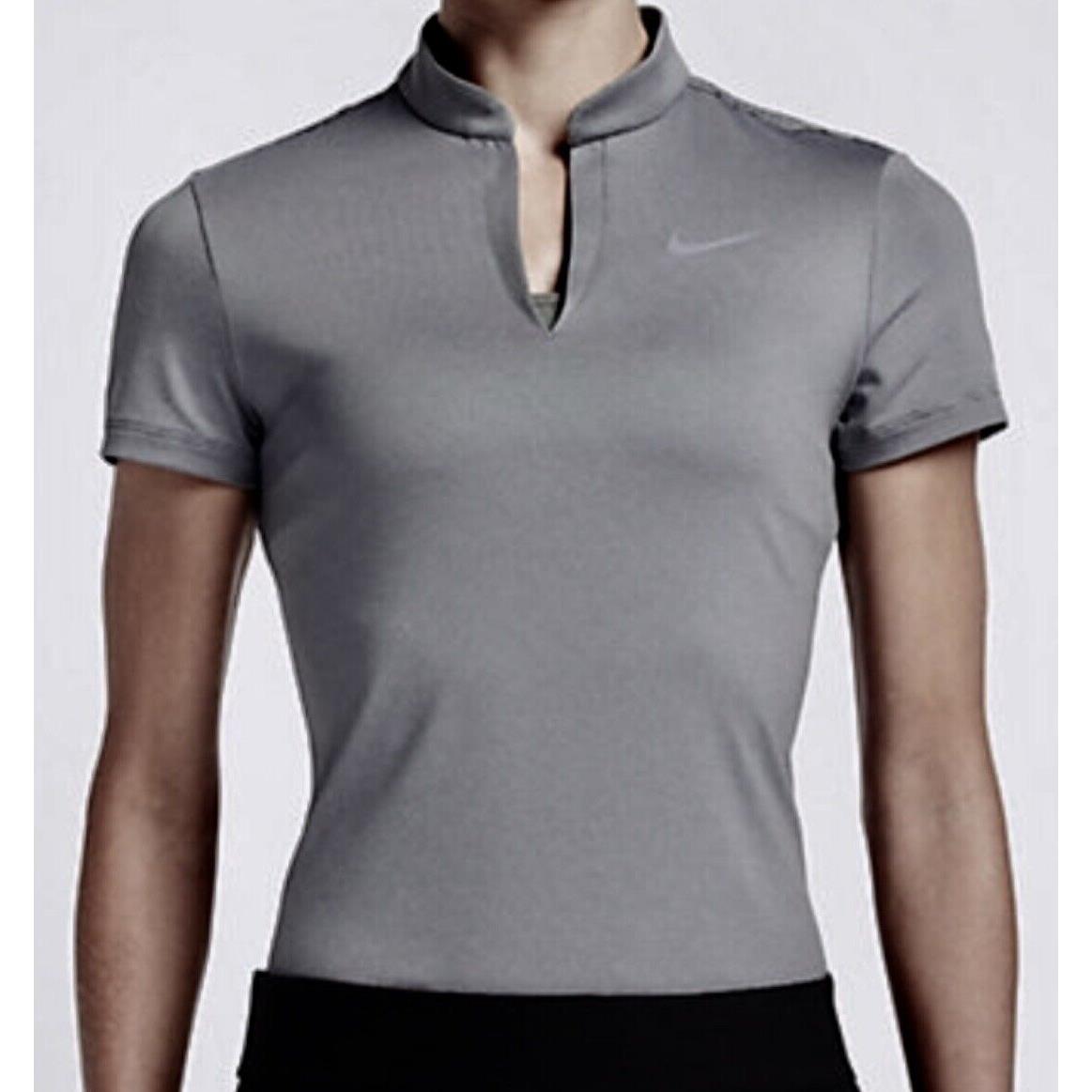 Nike Golf Ace Swing Knit Wolf Grey Black S/s Polo Shirt Womens Sz L