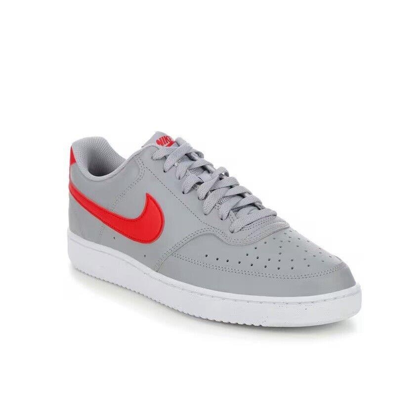 Men Nike Court Vision Low NN Lifestyle Sneakers Shoes Wolf Grey/red DH2987-004 - Wolf Grey/University Red