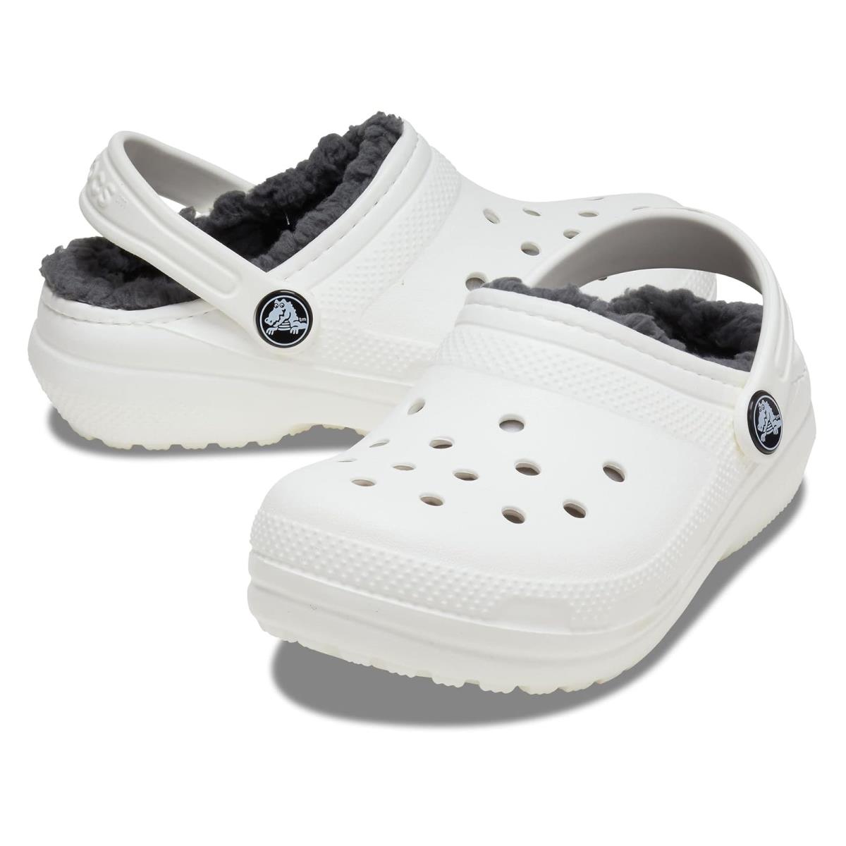 Children Unisex Clogs Crocs Kids Classic Lined Clog Little Kid/big Kid White/Grey