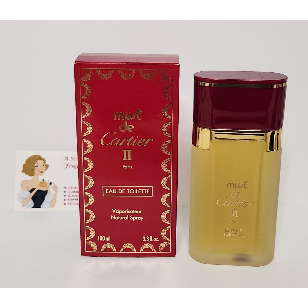 Vintage 1980`s Must de Cartier II Edt Spray Full 3.3 fl oz 100 ml