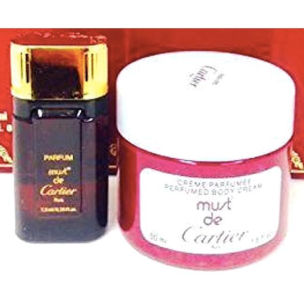 Must de Cartier Vintage For Women 2pc Set .25oz Pure Parfum +1.6oz Bodycream