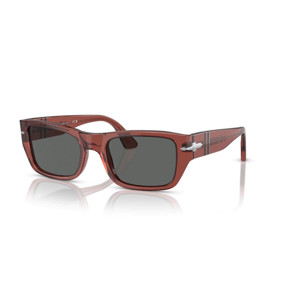 Persol Men`s Sunglasses PO3268S 1104B1 Red Burned Transparent 53mm Grey Lens